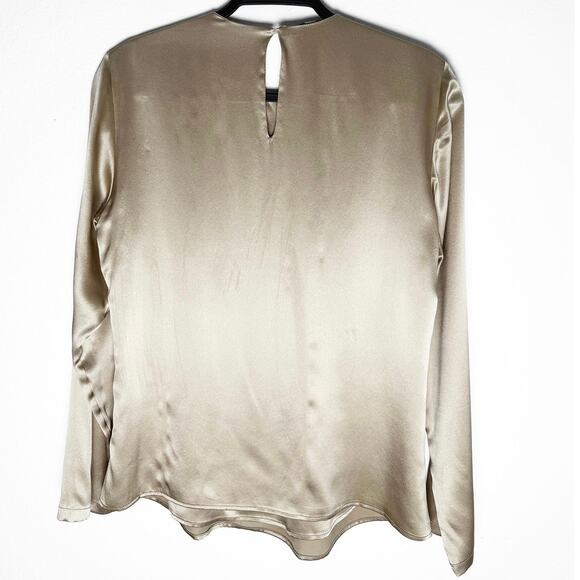 Kiton Napoli Womens 100% Silk Blouse Pleated Neckline Long Sleeve Designer Italy - Picture 2 of 11